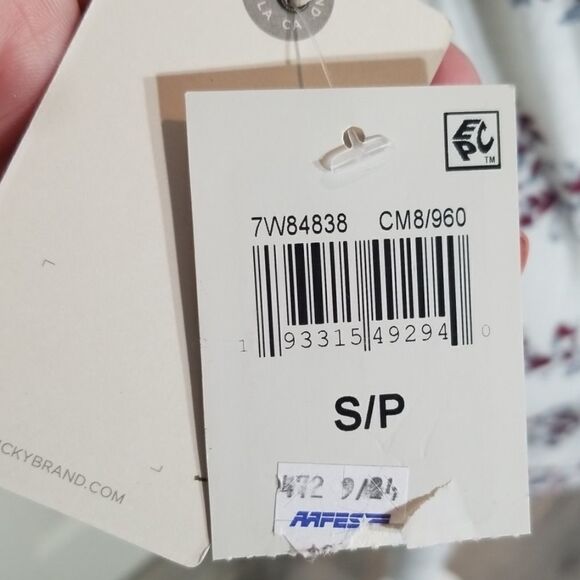 Lucky Brand, Floral Stripe Scoop Tee, Small - Picture 8 of 8